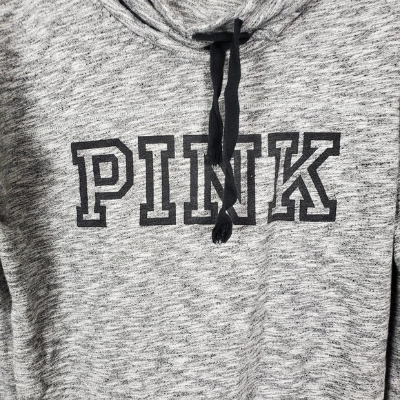 PINK Victoria's Secret Gray/Black Cowl Neck Pullover Sweatshirt S - Picture 3 of 6